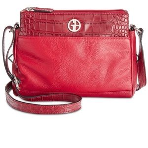 Giani Bernini Red Pebbled Leather Crossbody Bag